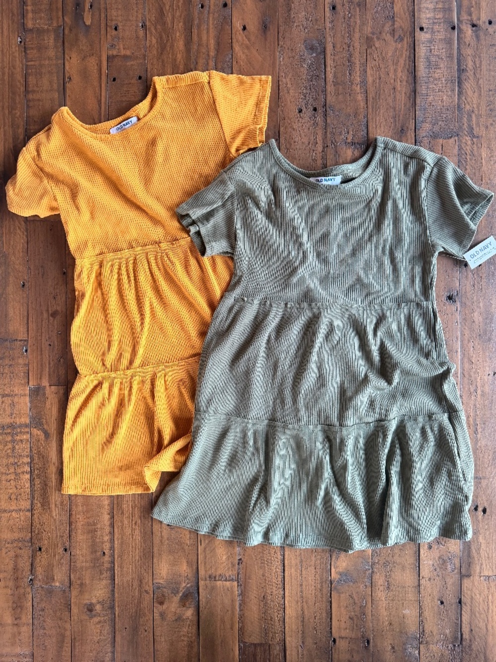 Old Navy Girls Ribbed Dress Bundle Mustard Green Size M 8